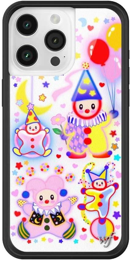 Wildflower Cases - Compatible with iPhone 15 Pro Max | Protective Black Bumper, 6.5ft Drop Test Certified, Women Owned Small Business | Circus Stars Moon Aesthetic Trendy Cute | Clown Around