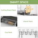 romision 2 Tier Compact Stainless Steel Dish Drainers Drying Rack for Kitchen Counter, Space Saving, Rust Proof Plate Strainers Holder On Countertop with Drainboard, Modern Gray, Small