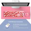 2.4G Full-Size Wireless Keyboard and Mouse Combo, Multi-Color Typewriter Style Round Keycap, Cute Candy Colors, Compatible with Notebook, PC (104 Keys,Pink)
