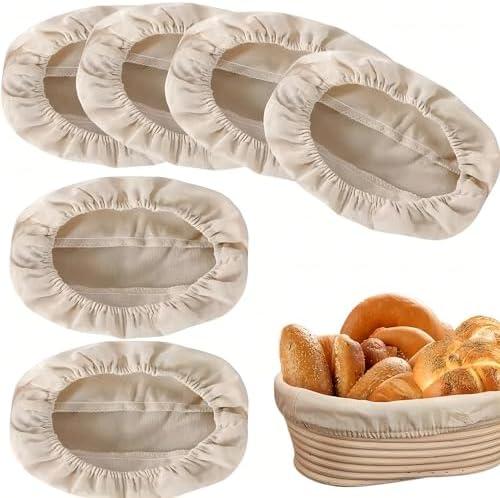 Pack of 5, JZSMY 6Pack 10inch Oval Bread Proofing Basket Cloth, Liner Sourdough Banneton Proofing Baskets Cloth, Natural Rattan Baking Dough Sourdough Banneton Proofing Basket Cloth Liner