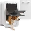 Large Wall Dog Door, 3-Flap Insulated Pet Door, Heavy Duty Steel Frame, Replaceable Flaps, Patented 2-Way Lockable Handle Panel, Easy Install Extreme Weather, Fits Pets up to 100 lb, White, Large for Wall