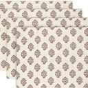 PurpleEssences Fall Placemats - Set of 4, 13x19 Inch - Leaves Design, 100% Cotton, Washable Autumn Table Mats for Thanksgiving, Kitchen, Dining & Party Decor - Goldenrod Beige