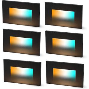 CLOUDY BAY 120V 5CCT Dimmable LED Indoor Outdoor Step Light,2700K/3000K/3500K/4000K/5000K,Stair Light,Black,Pack of 6