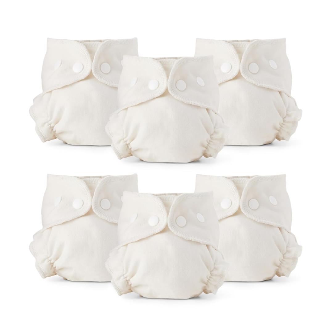 Esembly Cloth Diaper Inner - Organic Cotton Fitted Diaper- Soft, Ultra-Absorbant, Trim-Fitting Layer to Pair with Waterproof Outer for Blowout-Proof Diapering - 6-Pack, Size 1 (7-17lbs)