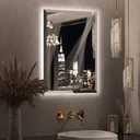 Keonjinn 20 x 28 Inch Backlit Mirror Bathroom, Frameless LED Mirror for Bathroom, Beveled Edge, HD Tempered Glass, UL-Listed LED Driver, Anti-Fog, Dimmable, Memory Function, French Cleat Installation