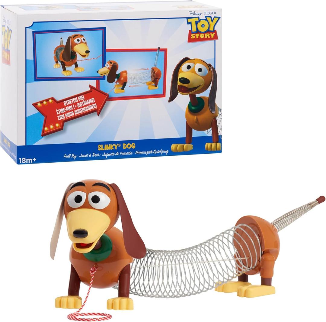 Disney and Pixar Toy Story Slinky Dog Pull Toy, Walking Spring Dog Toy with Leash, Classic Stretch Toy for Toddlers, Preschool Kids Toys Ages 18 Months and Up, Basket Stuffers by Just Play