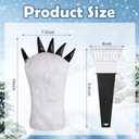 codree 2 Pcs Ice Scraper with Glove- Faux Fur Car Windshield Scraper Mitt- Snow Scraper Gloves for Cars Winter Snow and Ice Remover (White)