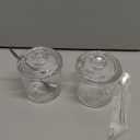 ZEAYEA Set of 2 Clear Glass Sugar Bowl, 6 Ounce Seasoning Box Condiment Pots with Spoon and Lid, Sugar Spice Salt Canister for Home Kitchen, Coffee Bar, Restaurant