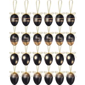 36 Pcs Black Gold Easter Egg Tree Ornaments Hanging Tree Decoration Plastic Speckled Egg Bulk 2.36'' Rustic Easter Decorations for Basket DIY Crafts Holiday Party Favors