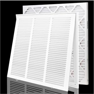 18x18 Return Air Filter Grille for 18"W x 18"H Duct Opening,Wall Return Air Vent Cover Grille with Filter [Included 1PK 1"Thick],Steel HVAC Vent Cover Filter Grill Outer Dimension: 20 5/8"W X 20 5/8"H