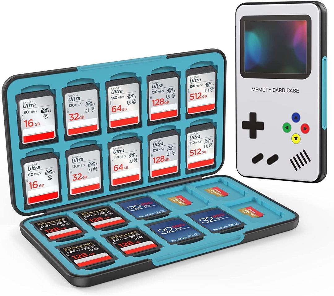 HEIYING SD Card Holder for SD/TF Cards,Portable Memory Card Storage Case Compatible with 20 SDXC SDHC and 20 TF Cards Slots (Game Console Black)