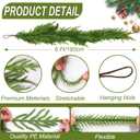 6 Ft Christmas Norfolk Pine Garland Real Touch Artificial Faux Greenery Christmas Garland Decorations for Home Fireplace Mantle Table Stairs Door Indoor Outdoor Holiday Decor