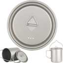 Titanium Cup Lid 4Inch Universal Titanium Mug Lid Portable Camping Pot Lid with Foldable Handle & Vent Hole Sturdy Backpacking Mug Cup Lid for Camping Kitchen, Backpacking Mug, Only Cup Lid
