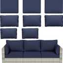 8 pcs Outdoor Cushion Slipcovers Outdoor Patio Cushions Covers Replacement Waterproof with Zipper w/3 Seat Cushion Covers and 5 Backrest Pillow Covers, Covers Only