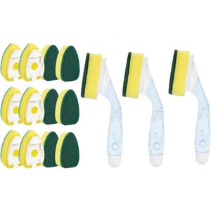 3 PCS Dish Wand with 6Pack Replacement Dish Wand Sponges,Dish Brush Pads Kitchen Cleaning Sets for Kitchen