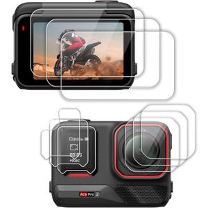 FiTSTILL 9PCS Lens&LCD Screen Protector for Insta 360 Ace Pro2,Tempered Glass Screen Cover Ultra HD 9H Hardness Scratch Resistant for Insta 360 AcePro 2 Action Camera Accessories