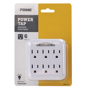 6-Outlet Power Tap w/Photocell Nightlight,  2Pack