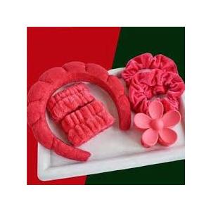 Headband &Clip Set, 3pcs (Red)