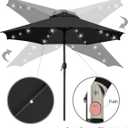 Sunnyglade 9' Solar LED Lighted Patio Umbrella with 8 Ribs/Tilt Adjustment and Crank Lift System (Black)