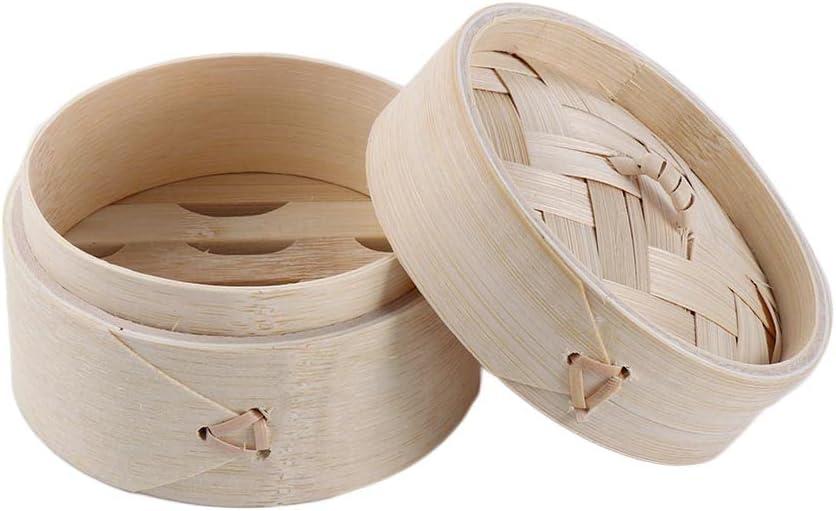 Leadigol 3.94" Bamboo Steamer: Multi-use Dumpling & Food Steamer, Small Fish Steamer Basket with Lid for Rice, Vegetables, Meat