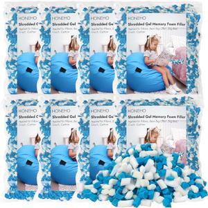 40LBS Shredded Memory Foam Filling Bean Bag Filler, Added Gel Particles Comfortable and Soft,Very Suitable for Filling Bean Bags, Pillows,Dog beds, Couch Cushion (Blue White)