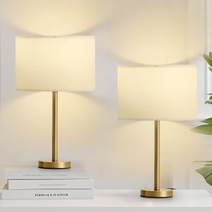 Table Lamps Set of 2, 3-Color Dimmable Gold Bedside Lamp for Living Room/Bedroom/Entryway and Other Rooms, Led Bulb Included