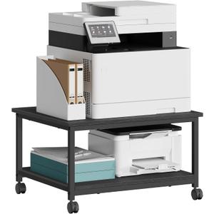 VASAGLE 2-Tier Printer Stand with Locking Wheels, Under Desk Printer Table