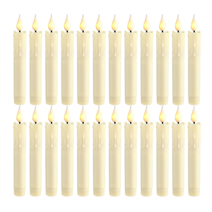Baquler 24 Pcs 6.5 Inch Ivory Flameless Taper Candles LED Candle Sticks Battery Operated Flickering LED Candlestick Window Plastic Candle for Wedding Halloween Christmas Decor(No Battery)