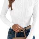 PRETTYGARDEN Women's Tops 2025 Fall Fashion Long Sleeve Crewneck Blouse Slim Fit Textured Basic Knit T Shirt Y2k Clothes (Medium)