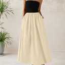 PRETTYGARDEN Women 2026 Summer Elegant Strapless Maxi Dress Tube Top Dress A Line Flowy Long Wedding Party Cocktail Dresses (M)