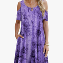 BELAROI Womens Plus Size Dresses Short Sleeve Cold Shoulder Casual T Shirt Swing Dress Summer Beach Sundress, Size large