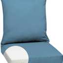 Arden Outdoor Foam Deep Seat Cushion Set, 24 in x 24 in, Weather-Proof, Rain-Proof, Fade Resistant Patio Cushion, Bottom and Back Cushion for Chair, Sofa, and Couch French Blue Texture