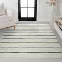 JONATHAN Y Williamsburg Minimalist Stripe Cream/Navy Indoor Area Rug, 4x6, Contemporary, Modern, Easy-Cleaning for Living Room, Bedroom, Kitchen, Pet Friendly, Non-Shedding (MOH201E-4)