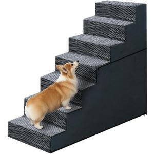 31" H Dog Stairs for Small and Medium Dogs 7-Step Ramps for High Beds and Couch Non-Slip Extra Wide Pet Stairs for Old Dogs and Puppy and Cat - Stable & Durable with Machine Washable Cover Indoor