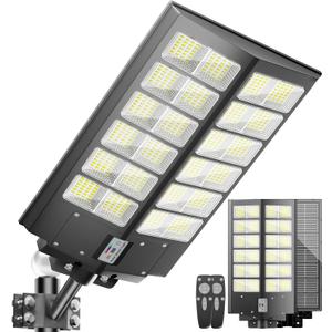 Solar Street Lights Outdoor Waterproof 9000W - LED Solar Powered Street Light Dusk to Dawn with Mention Sensor, Heavy Duty Large Outdoor Solar Lights for Commercial Parking Lot/Garden/Yard/Pathway