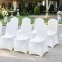 VEVOR 50 Pcs White Chair Covers Polyester Spandex Chair Cover Stretch Slipcovers for Wedding Party Dining Banquet Flat-Front Chair Covers