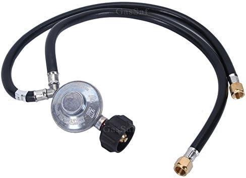 GasSaf 2 Feet Y-Splitter Low Pressure Propane Regulator Double Hose Outlet Kit with Two Hose for Type1 QCC1 Propane Tank, Most LP/LPG Gas Grill and Propane Appliance