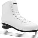 Figure Ice Skates for Women and Men - Air Cushion Deluxe Hockey Ice Skate Premium Leather Skates Indoor Outdoor Rink for Teens Beginner (White)
