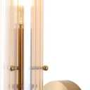 BYOLIIMA Modern Wall Sconces with Striped Amber Glass Shades Gold Brushed Brass Bathroom Vanity Light Fixtures Dimmer ON/Off Switch Indoor Wall Light for Mirror Living Room Bedroom Hallway Staircase
