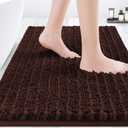 ACCUMTEK Upgrade Luxury Brown Bathroom Rug Mat 36"x24", Ultra Soft Thick Absorbent Bath Mats, Non Slip Chenille Toilet Mat for Bathroom, Bedroom, Kitchen, Shower, Tub