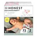 The Honest Company Clean Conscious Diapers for Sensitive Skin | Hypoallergenic, Fragrance Free | Girl Prints | Club Box, Size 2 (12-18 lbs), 72 Count (Prints May Temporarily Vary) (Young at Heart + Rose Blossom)
