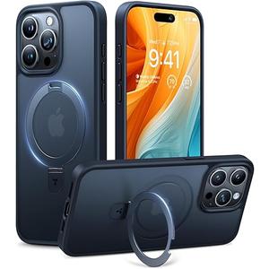 TORRAS Ostand for iPhone 16 Pro Max Case, [Fit for MagSafe][Shockproof Military Grade][Sturdy Kickstand & Ring Holder] Translucent Slim Magnetic Phone Case for iPhone 16 Pro Max 6.9" 2024, Black