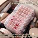 Rovian Press On Nail Book Organizer - 4-Page Clear Fake Nail Storage Box w/Adhesive Tapes, Holds 40+ Sets, Secure Snap-Lock Travel Case, Acrylic Display Holder (63.21.8")