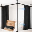 Room Divider Curtain Set-No Drilling Curtain Rod Set, Room Divider Wall for Partition Room Dividers, Bedroom Divider Black-100 W x 84" L(Pack of 2)