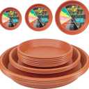 12Pcs Colourful Plant Saucer, 6 8 10 Inch Durable Plastic Plant Tray, Round Plant Pot Saucers, Drip Tray for Indoor and Outdoor Garden, Brick Red