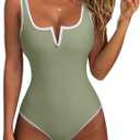 SUUKSESS Women Sexy Tummy Control One Piece Swimsuits High Cut Bathing Suit 2026 (Green, L)