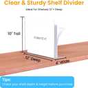 Purse Organizer for Closet Shelf Dividers - 10" Tall X 12" Deep Clear Acrylic Shelf Dividers for Closet Organization - Free-Standing Adhesive Design for Wood & Wire Shelves Bedroom Kitchen 4 Pack