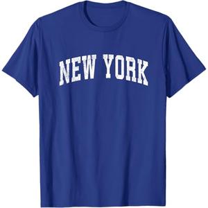 New York Vintage Varsity Sports Text T-Shirt