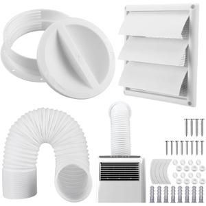 Portable Ac Exhaust Hose Vent Wall Mount Connector Kit with 59 Inches Hose and 6 inches Louvered Vent Cover Ac Exhaust Tube Coupler for 5.9 in and 6.5 in Tube (Classic Style)