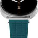 Sport Silicone Band Compatible with Samsung Galaxy Watch 8 Band 40mm 44mm/Galaxy Watch 8 Classic 46mm(2025), Soft Silicone Replacement Strap with Magnetic Buckle for Galaxy Watch 8 Women Men (Deep Green Band + Silver Buckle)